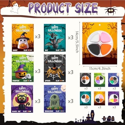 Capoda 18 Set Halloween DIY Craft Kit Halloween Air Dry Clay Kit - style: Halloween