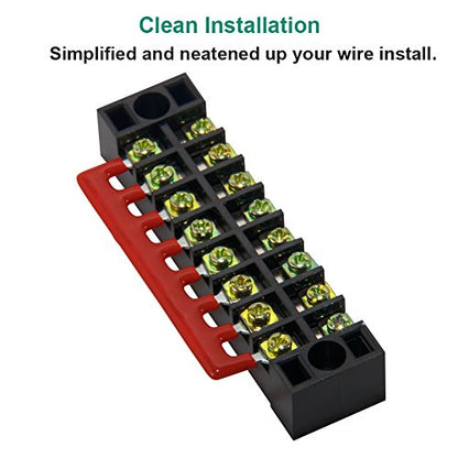 Terminal Block, 8 Circuits 600V 15A Dual Row Screw Terminal Strip, 6 Sets - size: 15A 8P+6pcs Jumpers