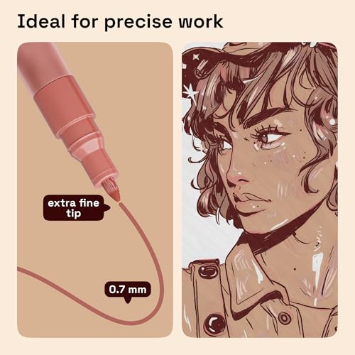 ARTISTRO 12 Skin Tones Paint Pens for Glass Marking - Extra-Fine Tip - color: Skin Tone