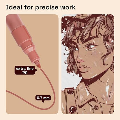 ARTISTRO 12 Skin Tones Paint Pens for Glass Marking - Extra-Fine Tip - color: Skin Tone