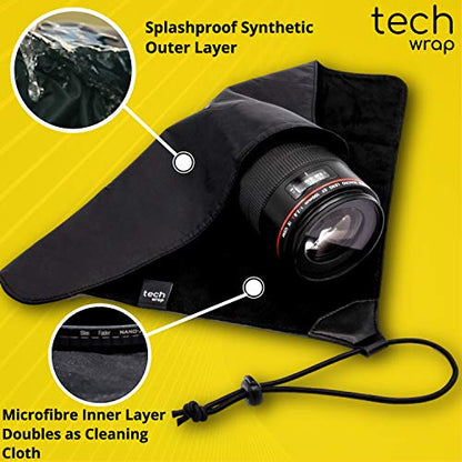 The Tech Wrap Compact 12.5" x 12.5" Neoprene Lens Pouch - Camera Lens Protective Wrap - Camera Travel Accessories