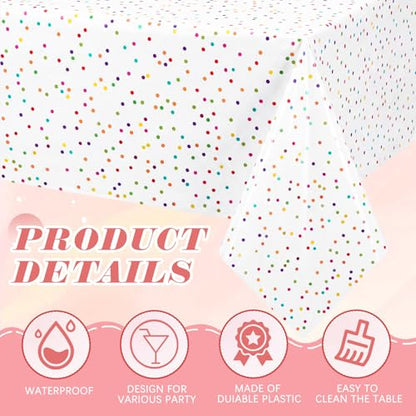 Mindsoft 3 Pcs White Mini Rainbow Polka Dot Plastic Tablecloth Party - color: White, style: Mini Rainbow Polka Dot