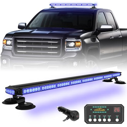 XRIDONSEN 37 Inch104 LED Roof Strobe Light Bar Rooftop Magnetic lights - color: Blue
