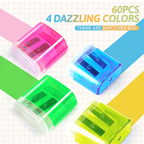 Shemira 60 Pack Pencil Sharpeners Bulk, Manual Pencil Sharpener for Kids