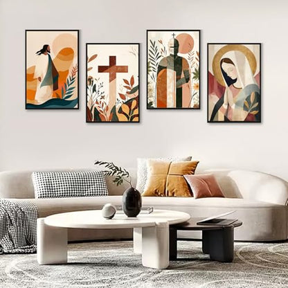 4 Pack Framed Paint by Numbers Kit for Adults, Christian, 8 x 12 Inch - color: TRTDOP4F202