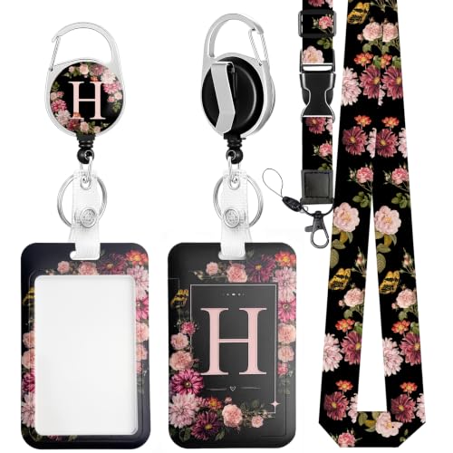 H Retractable ID Badge Holder Reel with Detachable Breakaway Lanyard - color: H