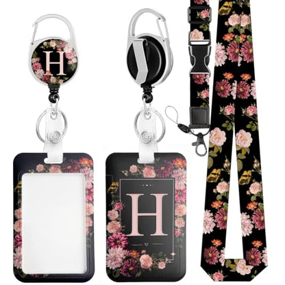 H Retractable ID Badge Holder Reel with Detachable Breakaway Lanyard - color: H