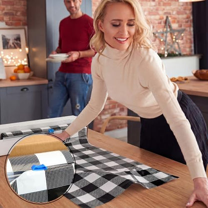 Oudain 54 Inch x 100 ft Black and White Gingham Tablecloth Roll Cutter Box - style: Black Gingham