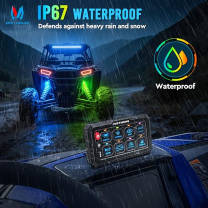 MICTUNING P1C+ RGB 8 Gang Switch Panel, IP67 Waterproof - color: Wired, size: 8 Gang
