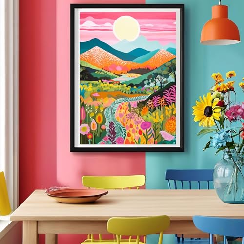 GCEOSINI Diamond Art Kits for Adults Mountain Flower Gem Art
