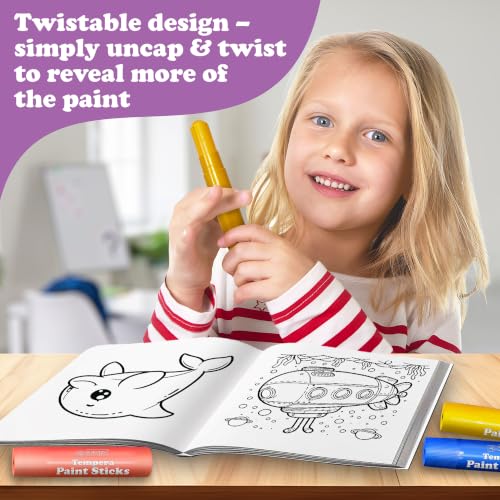 EXTRIC Tempera Paint Sticks for Kids 24 Twist Crayons Washable bonus Book