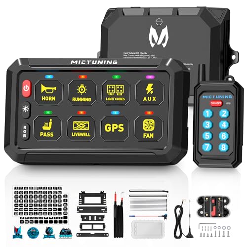MICTUNING P1Y+ 8 Gang Switch Panel Wireless Remote Control Up to 230FT - color: Remote, size: 8 Gang
