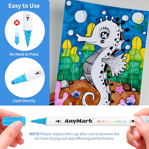 AnyMark 80 Colors Acrylic Paint Markers Dot & Fine Paint Pens - color: 80
