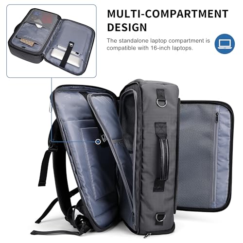 WITZMAN Travel Backpack for Men 35L TSA Friendly Flight Approved - color: Silvery Grey
