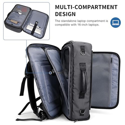 WITZMAN Travel Backpack for Men 35L TSA Friendly Flight Approved - color: Silvery Grey