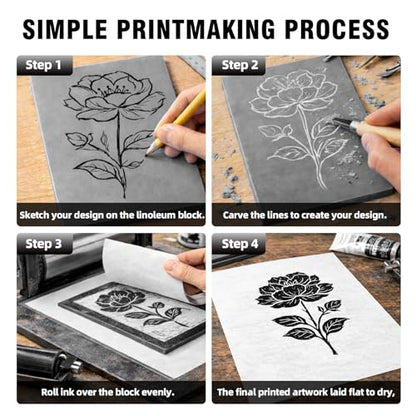 2 Pcs 9x12 Soft Linoleum Carving Block, Linocut Block for Printmaking, Gray - color: Gray, size: 9'' x 12'' 2 Pack