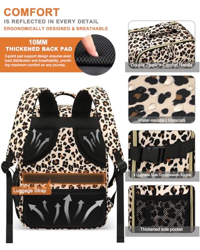 Capolo Travel Laptop Backpack Women Carry On Backpack Weekender Travel Bag - color: Leopard, size: Large