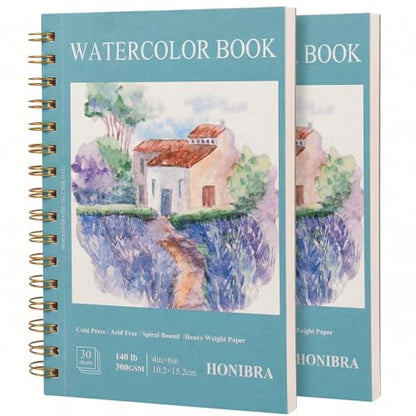 2 Packs Watercolor Paper Pad 4"×6", 30 Sheets 140lb/300g Cold Press Book - size: 4”×6“(2pack)