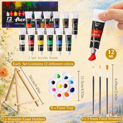 Cholemy 36 Pcs Paint and Sip Kit Gift for Adults 8''x10'',Natural Scenery - style: Natural Scenery