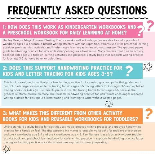 4 Grooved Writing Books for Kids 3-8 Large Reusable PreK Tracing Workbooks