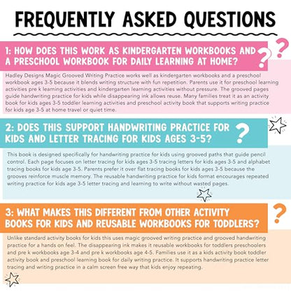 4 Grooved Writing Books for Kids 3-8 Large Reusable PreK Tracing Workbooks