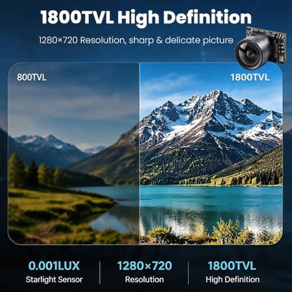 M2 Mini FPV Camera, 0.001Lux Starlight Sensor Camera 1800TVL168° Wide Angle Super WDR PAL NTSC Switchable