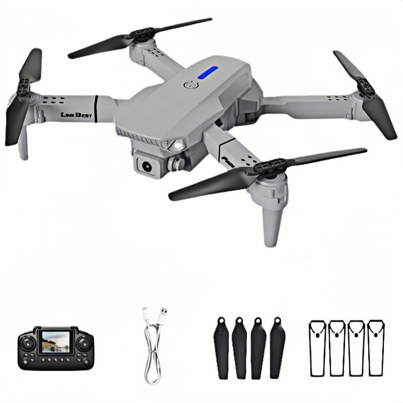E88 Nova 2.4Inch Screen Remote Control Drone with 5G HD Real-Time Transmission, Foldable Quadcopter with 360° Roll, Barometric Altitude Hold, Dual Camera Switching, Trajectory Flight, Long Battery Life, Ideal for Beginners and Adults