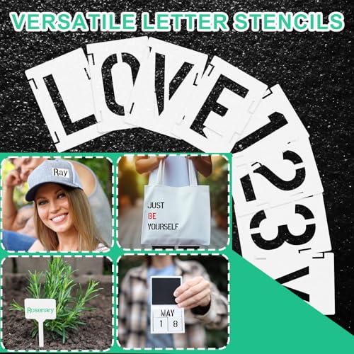 Augshy 56 Pcs Letter Stencils for Painting, 2 Inch Reusable Templates - style: Alphabet and Number