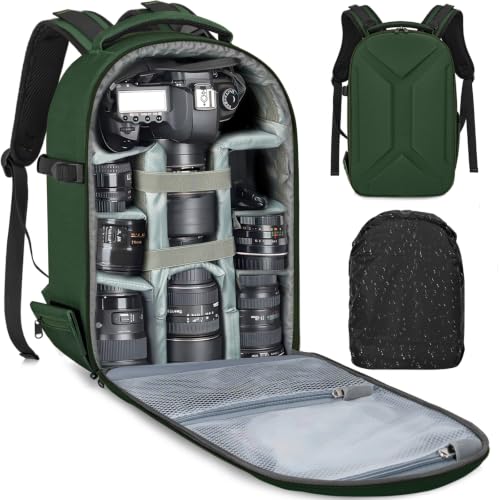 TORIBIO Large Hardshell Camera Backpack DSLR/SLR/Mirrorless Photography Bag - color: Green