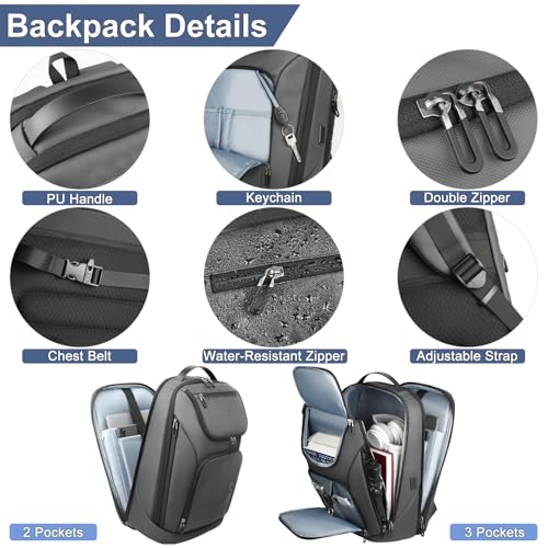 hk Business Smart Backpack for Men Anti-Theft for 17.3 Inch Laptop - color: Grey