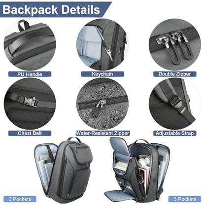 hk Business Smart Backpack for Men Anti-Theft for 17.3 Inch Laptop - color: Grey