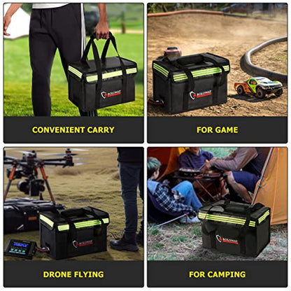 ROLOWAY Lipo Battery Bag (15 x 8.5 x 10 inch), Large Fireproof Lipo Ebike Bag with Comfortable Handle, Reflective Strip