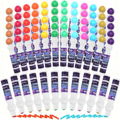 Crtiin 72 Pack 0.5 oz Glitter Bingo Dauber Marker Bulk, 12 Colors