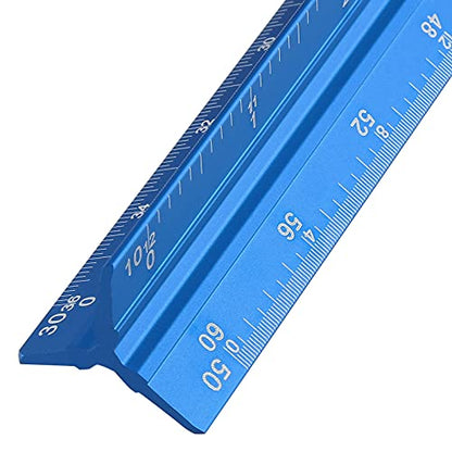 12" Engineer Scale Ruler Architectural Ruler Imperial, Blue - color: Imperial Blue
