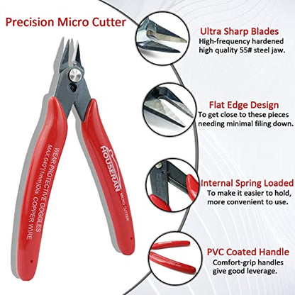 Small Wire Cutters, 5 PACK, 5 Inch, Micro Flush Cutter, Snips - color: 5 Pack