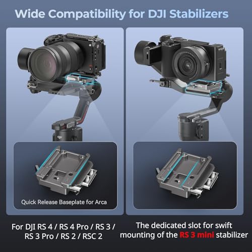 SMALLRIG Quick Release Plate for Arca, for DJI RS 4/RS 4 Pro/RS3/RS 3 Pro/RS 3 mini/RS 2/RSC 2, HawkLock H38 Quick Release Mount Plate Kit, Anti-Drop & Anti-Deflection (Not for RS 4 Mini)
