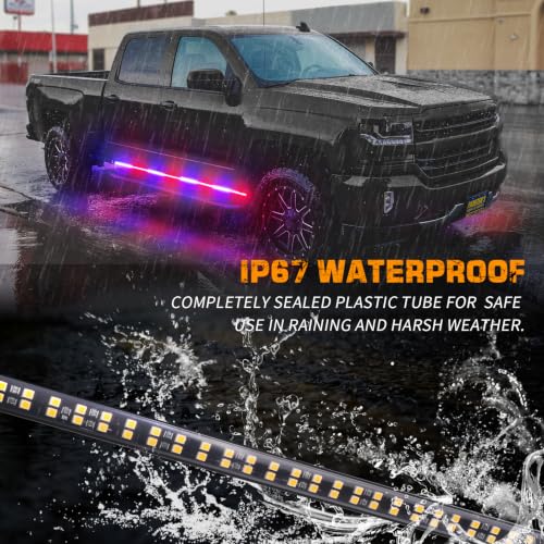 XRIDONSEN 2 Pack 70-Inch Red Blue 864 LED Running Board Strobe Lights Strip - color: Red/Blue