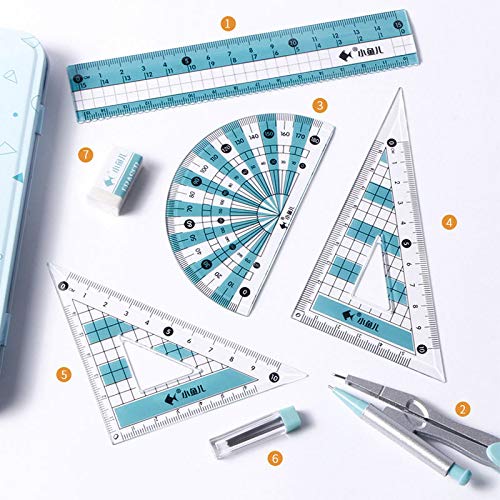 Adela 8 Pieces Student Math Geometry Tool Set Drawing Compass (05064Blue) - color: 05064blue