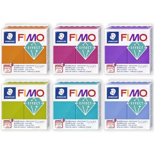 FIMO Soft Polymer Oven Bake Modelling Clay - 57g Blocks - Set of 6 - Metallic Colours