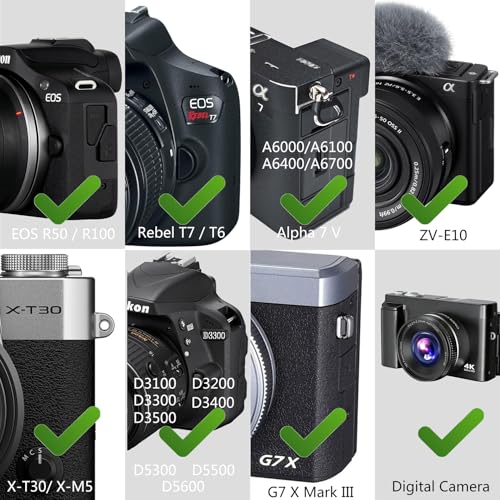 Camera Neck Strap Thin,Binocular Strap with Neoprene Padding,Camera Lanyard,Digital Mirrorless Camera Strap for Photographers,Washable,Black,58 Inch