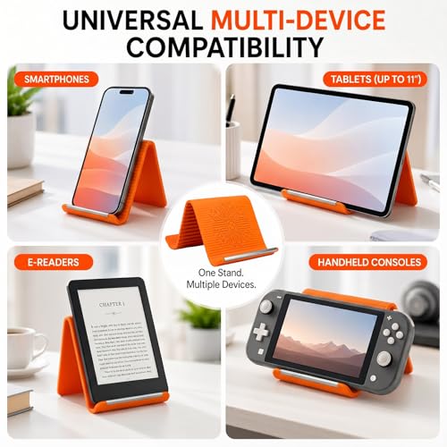 Airplane Phone Holder, Foldable Silicone Aluminum Phone Holder - color: A-Orange-1PCS