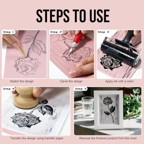 Linocut Kit for Printmaking,DIY Arts Crafts Stamp Carving Kit for Beginners