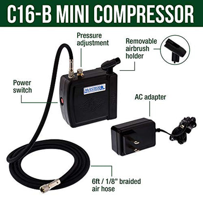 Master Airbrush Multi-Purpose Air Brush Kit with Mini Air Compressor