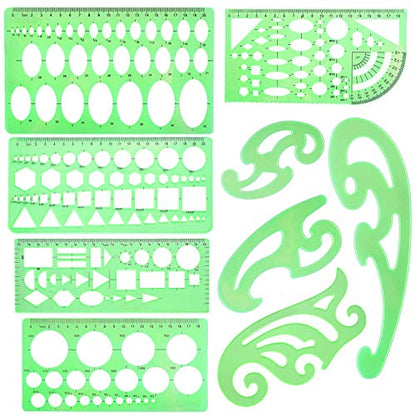 SIQUK 9 Pieces Drawings Templates French Curve Geometric Templates