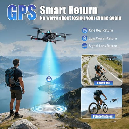 A189 GPS Drones with Camera for Adults 4K, 60Min Flight Time 4.5" HD Screen - color: Black