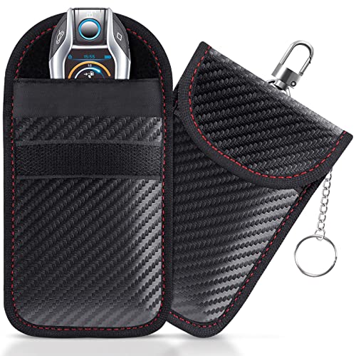 Lanpard Faraday Bag for Key Fob(2 Pack), Faraday Cage Protector, Car RFID Signal Blocking Key Fob Protector, Double-Layers of Shielding Carbon Fiber Material Anti-Theft Faraday Pouch - color: Black, size: Medium Size (3.5 x 5.5 inches)