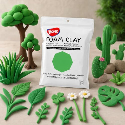 BOHS Foam Clay, Green Air Dry Modeling Clay, 1.1 lb - color: Green, size: 500 g