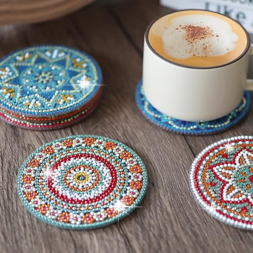 Temlum 6 Pcs Diamond Art Coasters Kits for Adults & Teens, Mandala - color: Mandala Coasters