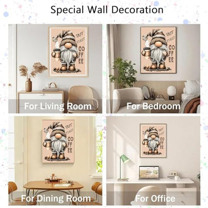 Gnome Diamond Art Kits for Adults, Gnome with Coffee Diamond Painting Kits - color: HS010-1