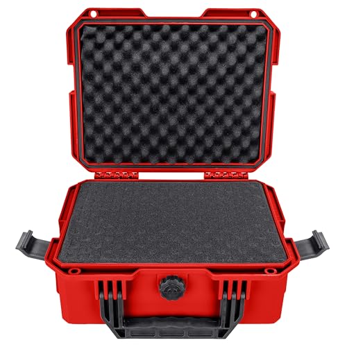 Eylar 13.8" Intact Series Compact Hard Camera Case, Lightweight and Durable Stacker Design with Foam - color: Red